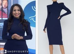 Dr. Taz Bhatia, the today show, navy blue mock neck button shoulder dress