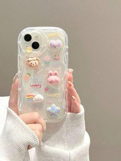 3D Cartoon Rabbit Bear Decor Phone Case - Brand My Case Cute Iphone 13 Cases, Iphone 15 Cases, Decor Phone Case, Cute Phone Case