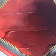 "Vtg Coach Original Companion Bag Red leather with anchor stamp brass hardware Roomy interior with slip pocket Secured by a top Talon Zipper Two front slip pockets Hang tag and ball chain Removable 33.5\" strap Measures: 11\"L, 7.5\"H, 2.5\"W Made in New York City, USA #092-2605 Flaw: discoloration on zipper pull (typical from age) Cleaned, conditioned and ready to wear! Questions? Just ask! More vtg Coach styles/colors available G68a" Vintage Red Bag With Zipper Closure, Classic Red Shoulder Bag With Zipper Closure, Vintage Red Shoulder Bag With Leather Lining, Red Vintage Shoulder Bag With Leather Lining, Classic Red Bag With Zipper Pocket, Classic Red Bags With Zipper Pocket, Olive Green Top, Vintage Coach, Tiffany Blue