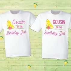 Lemonade Shirt THIS LISTING IS FOR ONE SHIRT ONLY DIRECT TO GARMENT PRINTING How to order: Select Size. Select Shirt Color. Please Provide the Name & Age of your Birthday Girl (The name and Age It will only be included in the Birthday Girl shirt ) Please provide the following information Custom Name: (for Ex. Mommy, Daddy, Brother, Sister, Birthday Boy Etc.) (Age will only appear on the birthday girl shirt.) To order multiple shirts you will need to repeat this process and add it to your car Lemonade Birthday, Pink Lemonade Party, Lemon Theme, Summer Lemonade, Lemonade Party, Birthday Girl Shirt, Girl Shirt, Sister Birthday, Pink Summer