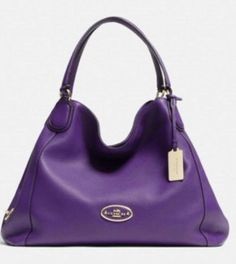 Coach 33547 Large Edie In Pebble Leather Violet New Hobo Bag. Hobo bags are hot this season! The Coach 33547 Large Edie In Pebble Leather Violet New Hobo Bag is a top 10 member favorite on Tradesy. Get yours before they're sold out! Coach Edie Shoulder Bag, Coach Handbags Outlet, Cheap Coach Bags, Womens Designer Bags, Perfect Handbag, Coach Handbag, Coach Shoulder Bag, Essential Items, Purses Designer