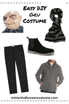 an image of men's clothing and accessories with text that reads easy diy costume