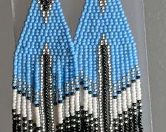 Patriotic Earrings Silver Accents - Etsy Bohemian Blue Triangle Earrings, Blue Bohemian Triangle Earrings, Handmade White Triangle Beaded Earrings, Patriotic Earrings, May 31, Silver Accents, Earrings Silver, Jewelry Earrings Dangle, Silver Earrings