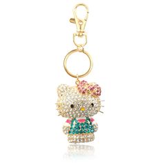 Elevate your keychain game with this Sanrio Hello Kitty Pave Keychain. Featuring the iconic Hello Kitty adorned with sparkling pave crystals, it adds a touch of glamour and cuteness to your everyday essentials. Strawberry Hello Kitty Keychain, Sanrio Backpack, 3d Keychain, Girly Bracelets, Hello Kitty Car, Hello Kitty Keychain, Backpack Accessories, Hello Kitty Accessories, Backpack Keychains