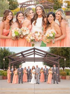 the bride and groom with their bridal party