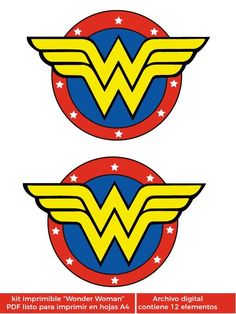 two wonder woman emblems with stars on them