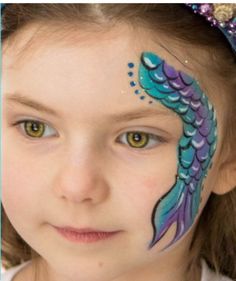 Easy Mermaid Face Paint, Mermaid Face Paint Easy, Mermaid Face Paint Kids Easy, Face Painting Mermaid, Mermaid Face Painting, Mermaid Face Paint, Easy Face Painting Designs, Mermaid Makeup Halloween, Christmas Face Painting