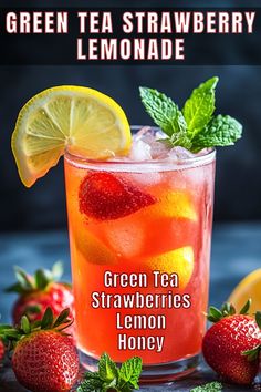 Green Tea Cold Drink, Green Tea With Fruit, Lemon Green Tea Recipe, Green Tea Recipes Drinks, Lit Tea Recipes, Sweet Green Tea Recipe, Refresher Recipes, Cold Tea Recipes, Iced Green Tea Recipe