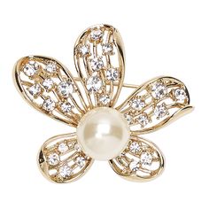 With plenty of pizzazz, this ready-to-wear brooch sparkles with glass rhinestone petals accented by a glass pearl center. This eye-catching pin is ideal for gift-giving, counter sales or a quick on-the-go accessory. Colors, shapes and sizes may vary in each lot. Everyday Jewelry, Gift Giving, Gold Finish, Brooches, Ready To Wear, Sparkle, Beads, Glass, Flowers