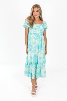 All Grown Up Midi Dress - Mint Dress Mint, All Grown Up, Green Print, Grown Up, Summer Day, Large Bust, Blue And Green, Bright Blue, Square Neckline