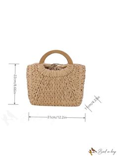 BirdinBag - Stylish Summer Straw Bag: Your Ultimate Vacation Accessory Vacation Accessories, Color Khaki, Straw Bag, Straw, Size Medium, Pattern, Color