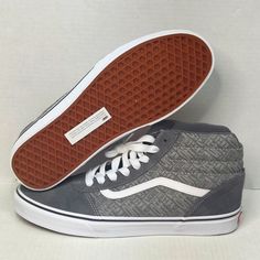 Vans Sk8 Hi Skateboarding Shoes Gray Canvas Men’s Size 12 Vans Gray Skate Shoes With Rubber Sole, Vans Gray Sneakers For Skateboarding, Gray Mid-top Skate Shoes With Laces, Urban Vans Skate Shoes With Speckled Midsole, Vans Mid-top Skate Shoes With Speckled Midsole, Gray Skate Shoes With Gum Sole And Round Toe, Gray Lace-up Skate Shoes With Gum Sole, Gray Vans Skate Shoes With Round Toe, Vans Skate Shoes With Cushioned Footbed And Round Toe