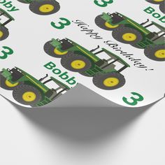 a wrapping paper with a tractor on it