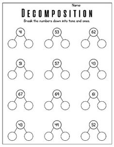 a worksheet for decomposition with numbers