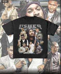 Usher Shirt - 90s Vintage X Bootleg Style Rap Tee Bootleg Tshirt, Christian Clothing Brand, Hip Hop Art, Rap Tee, Vintage Band, Band Tees, 90s Vintage, Unique Print, Artistic Designs