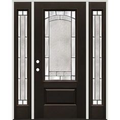 3/4 Lite Finished Fiberglass Prehung Door Unit with Sidelites #67 - Door Clearance Center Single Front Door With Sidelights, Front Door With Sidelights, Masonite Doors, Single Front Door, Door With Sidelights, Entry Door With Sidelights, Garage Door Types, Craftsman Door, Victorian Door