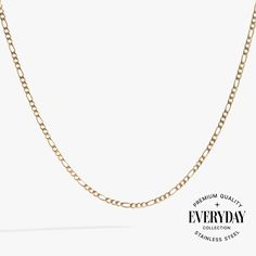 Layer on classic elegance with the Figaro Chain Charm Necklace Base, known for its distinctive pattern of elongated links interspersed with shorter links. This timeless style adds a touch of sophistication to any outfit, making it a versatile must-have for your jewelry collection. Attach trendy, custom charms that tell your unique story and create a look that's uniquely yours. Crafted to be worn every day, the stainless steel finish bracelet is water, scratch and tarnish-resistant. Our innovativ Classic Metal Chain Necklace For Gift, Classic Figaro Chain Metal Necklace, Classic Link Chain Necklace With Delicate Chain, Elegant Figaro Chain Link Necklace, Classic Metal Necklace With Figaro Chain, Metal Figaro Link Chain Jewelry, Classic Delicate Link Chain Necklace, Classic Gold Figaro Chain Necklace, Figaro Chain Link Metal Necklace