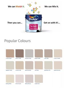 a can of duluxx paint with different colors