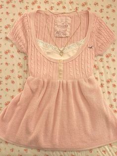 #pink #coquette #outfit #wardrobe #fashion #clothing Idea #clothes Vintage Coquette Clothes, Outfit Ideas Hollister, Rare Brandy Melville, Babydoll Sweater Outfit, Thrifted Outfits Y2k, Y2k Skirts Outfit, Vintage Hollister Top, Clothes To Thrift, Vintage Babydoll Top