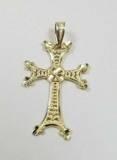 14k Gold Engraved Cross Pendant Charm, Yellow Gold Filigree Cross Pendant Necklace, Antique Yellow Gold Cross Pendant Jewelry, Yellow Gold Diamond-cut Crucifix Necklace, 14k Gold Diamond-cut Cross Pendant, Yellow Gold Pendants, Cross Charms, Gold Pendant, Charm Pendant