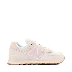 Womens New Balance 574 Athletic Shoe - Linen / Mid-Century Pink Cute Girly Sneakers, Preppy New Balance Shoes, Pink On Clouds, New Balance Shoes 574 Outfit, Platform New Balance, New Balance Shoes Pink, New Balance High Tops, New Balance 574 Women, Cute Tennis Shoes