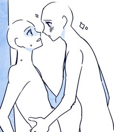 a drawing of a man kissing a woman's head with her hand on her chest