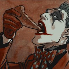 a drawing of the joker brushing his teeth