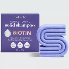 The world's first solid purple shampoo bar with Biotin! Safe for blondes, grey & white hair: color-treated, highlighted, & natural. Purple Shampoo And Conditioner, Grey White Hair, Solid Shampoo Bar, Perfect Blonde, Toning Shampoo, Solid Shampoo, Conditioner Bar, Purple Shampoo, Color Treated Hair