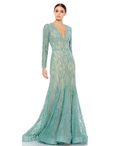 Long Sleeve Embellished Trumpet Gown Mac Duggal Dress, Mac Duggal Dresses, Trumpet Gown, Unique Prom Dresses, Long Sleeve Gown, Column Gown, فستان سهرة, Mermaid Skirt, Dresses Elegant