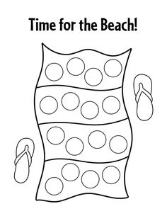 a coloring page with the words time for the beach and flip flops on it