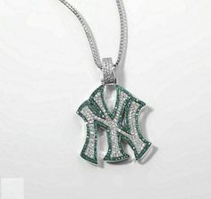 Custom Charms, Ny Yankees, Initial Letter, Green Emerald, Art Deco Style, White Topaz, Deco Style, White Silver, Unique Art