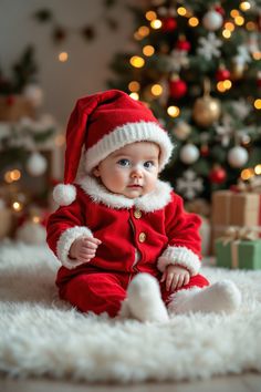 baby christmas outfit Baby Christmas Photos, Christmas Attire, Art Deco Artwork, Festival Headband, Baby Ready, Santa Suits, Baby Christmas Outfit, Christmas Photoshoot, Baby Christmas