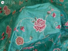 Pure Tussar Silk Embroidered Fabric by the Yard Indian - Etsy Tussah Dress, Eyelet Fabric, Indian Embroidery, White Crosses, Embroidered Fabric, Embroidery Fabric, Handmade Fabric, Silk Embroidery, Silk Material