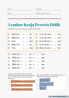 the worksheet is filled with numbers and measurements