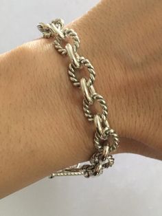 925 Sterling Silver HIgh Polish Link Rope Bracelet, Toggle SizeLengthWeight MD 9mm 7.5 Inches30.4 grams LG 12mm 7.5 Inches45 grams Classic Bracelets, Toggle Bracelet, Silver Diamonds, Crocheted Item, Chain Link Bracelet, Accessories Bracelets, Infinity Bracelet, Link Bracelets, Chain Link