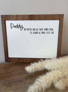 "We have carefully curated the perfect keepsake piece for you to give to your favourite guy for Father's Day, Birthday or Christmas! These beautiful pieces are 8x10\"    Laser cut walnut frame (1/4\" thick - not a \"real\" frame, if you prefer a real frame, please find that listing in the shop.) Sign will come with a blank spot, where you will apply your child's handprint (paint not included so it doesn't leak in the mail) Connect with us if you have any other questions  VISIT OUR WEBSITE TO SEE Dad Christmas Gifts, Stratford Ontario, Cricut Baby, Signs Diy, Child Art, Smart Parenting, Shop Sign, Handmade Sign, Gifts Sign