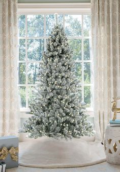 King of Christmas 7' Prince Flock® Artificial Christmas Tree with 400 Warm White LED Lights Macrame Doll, Slim Artificial Christmas Trees, Pinterest Shop, Flocked Trees, Warm White Led Lights, Flocked Christmas Trees, Metal Tree, White Tree, Hallmark Christmas