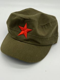 new army green cadet hat with red star. Adjustable to fit most. Vineyard Vines Hat, Boston Red Sox Hat, Red Sox Hat, Princess Hat, Cadet Hat, Disney Mickey Ears, Floppy Sun Hats, Rancher Hat, Pink Cowgirl