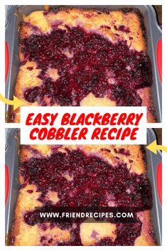 easy blackberry cobbler recipe with text overlay