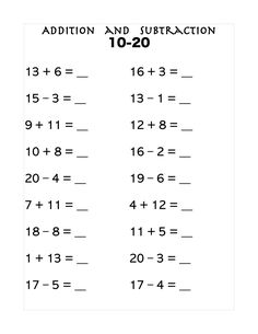 addition and subtraction worksheet with numbers to 20 on the page,