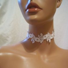 New - This Beautiful White Choker Necklace Is Designed With High-Quality White Venice Lace And White Tie Strings. Its Pretty Floral Pattern Sculpts The Neck To Highlight The Face And Neckline. A Gorgeous Accessory For Weddings, Proms, Parties, Casual-Dress Events, And Other Occasions When You Want To Look Your Best. White Flower Choker, White Choker Necklace, White Choker, Lace Choker, Flower Choker, Lace Necklace, Lace Jewelry, Flower Lace, Necklace White