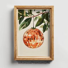 Add a splash of fun and funk to your space with this Orange Disco Ball Art Print! Combining the iconic disco ball with a fresh citrus twist, this printable wall art is perfect for brightening up your bar cart, kitchen, or any room in need of a playful vibe. Ideal as a unique home decor gift for her, this preppy and funky food art is a delightful blend of retro and modern. Perfect for fans of citrus fruit decor and those who love a bold, statement piece! What You'll Receive: A PDF File to access Orange Disco Ball, Disco Ball Art, Funky Food, Ball Wall Art, Preppy Prints, Art Disco, Orange Mirror, Vintage Disco, Art Mirror