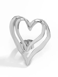 Elegant Heart-Shaped Monochrome Rings: Timeless Accessories Metal Heart Ring As Gift, Metal Heart Ring For Valentine's Day, Heart-shaped Metal Ring Gift, Heart Shaped Metal Rings For Valentine's Day, Heart-shaped Metal Rings For Valentine's Day, Valentine's Day Metal Heart Ring Gift, Heart-shaped Metal Rings For Anniversary, Heart Shape Rings, Y2k Girls