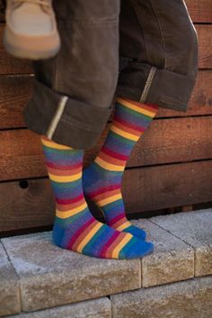 Heather Rainbow Striped Crew | Sock Dreams Multicolor Cotton Socks For Fall, Casual Multicolor Fall Socks, Fitted Multicolor Socks For Fall, Retro Striped Cotton Socks, Retro Multicolor Cotton Socks, Multicolor Retro Winter Socks, Muted Rainbow, Crew Sock, Socks And Tights