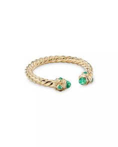 David Yurman 18K Yellow Gold Renaissance Emerald Ring | Bloomingdale's Yurman Ring, David Yurman Ring, David Yurman Jewelry, Ring Emerald, Rose Gold Jewelry, Emerald Ring, David Yurman, Gold Bangles, Green Gold