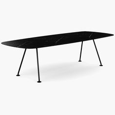 a black table with two legs and a marble top on an isolated white background,