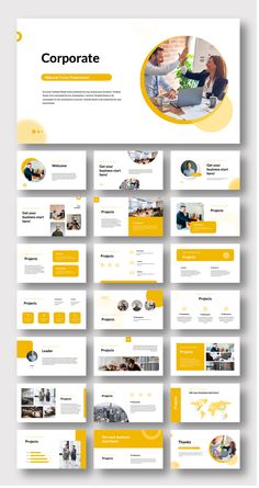 the yellow and white presentation slider is shown