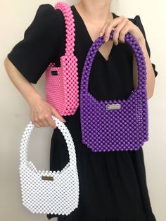 Beaded Tote Shoulder Bag, Purple Beaded Bags For Everyday Use, Purple Beaded Shoulder Bag For Everyday Use, Elegant Beaded Tote Shoulder Bag, Trendy Beaded Bags, Beads Bags Handmade Diy, Purple Beaded Bag For Everyday Use, Beaded Purple Bag For Everyday Use, Bag Beads Handbags