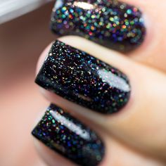 Cityscape - True Black Holographic Jelly Nail Polish by ILNP Pet Poems, Ilnp Nail Polish, Jelly Nail Polish, Water Marble Nail Art, Vegas Nails, Jelly Nail, Turquoise Nails