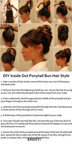 Inside Out Ponytail, Easy Bun, Ponytail Bun, Medium Length Hair Men, Bridesmaid Hair Half Up, Hairstyles For Medium Length Hair Easy, Updos For Medium Length Hair, Bridesmaid Hair Short, Cute Hairstyles For Medium Hair